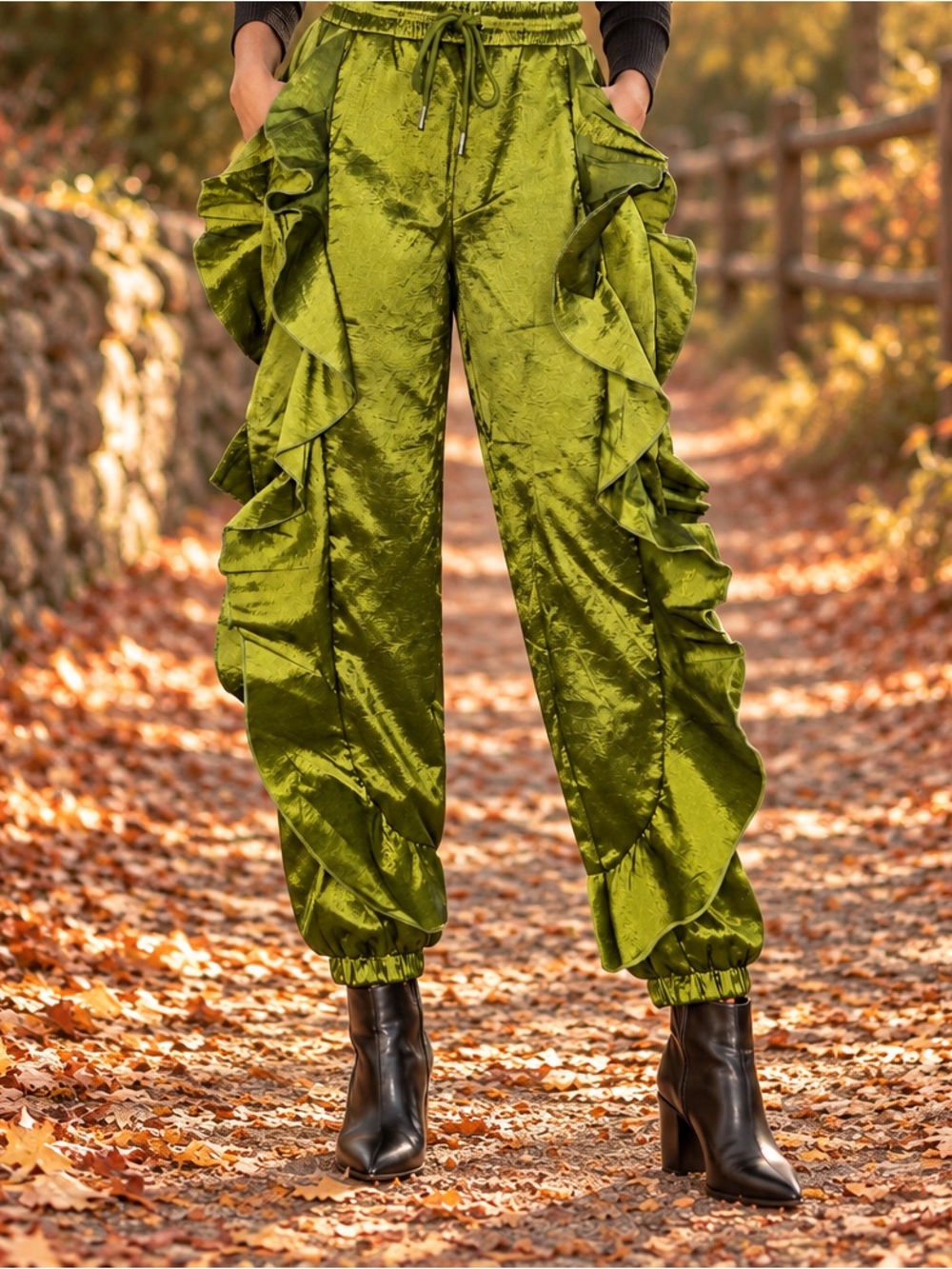 Love Highlight Ruffle Jogger Pants - Statement Piece